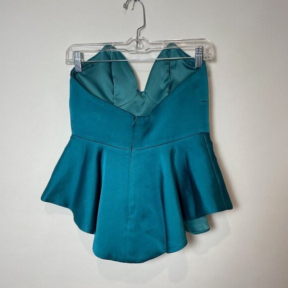 Keepsake Womens Stolen Hearts Strapless Bustier Peplum Top Blue M Satin Back Zip - Picture 2 of 9